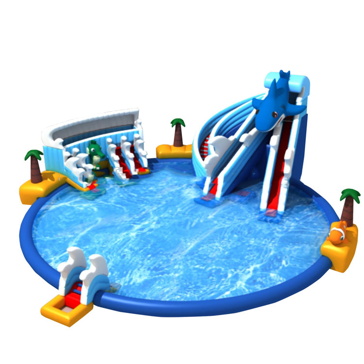 Sea world inflatable water slide with round pool