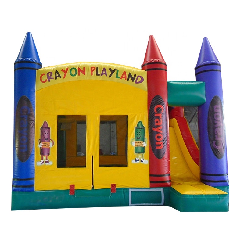 Inflatable crayon playland castle slide combo