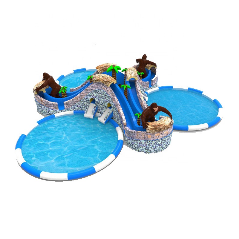 0.55mm pvc vinyl inflatable water slide with swimming pool