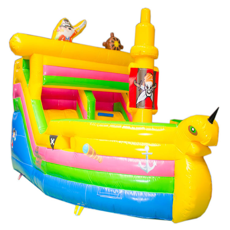Commercial inflatable pirate ship slide with bouncy castle