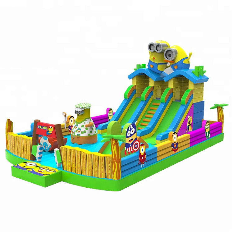 Cartoon inflatable slide for kids jumping and sliding