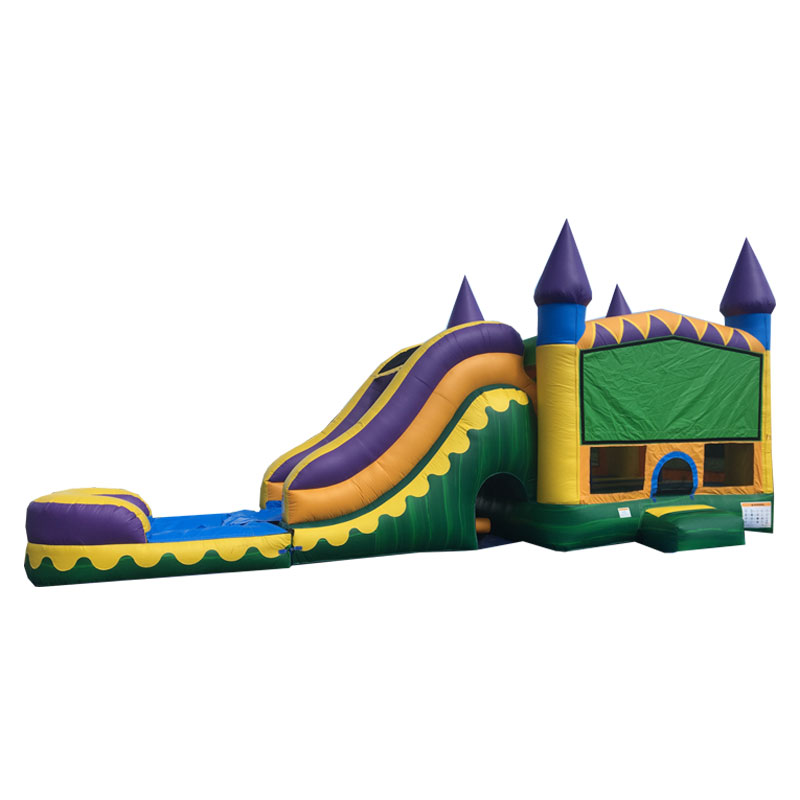 Outdoor inflatable jumping bouncer with slide pool