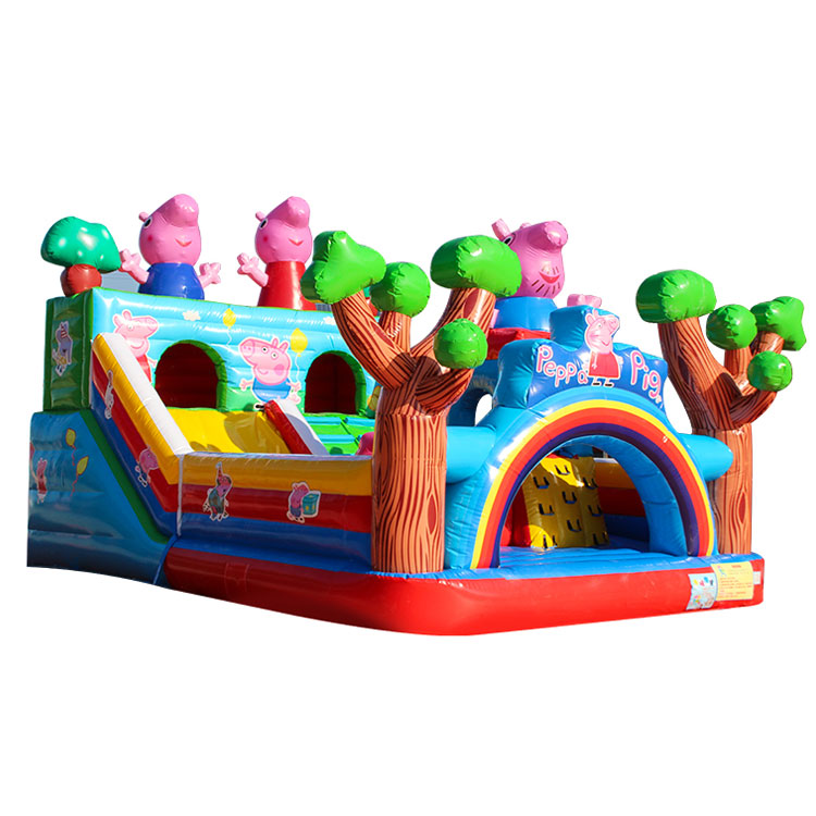 Cartoon kids Peppa Pig inflatable jumping bouncer with slide