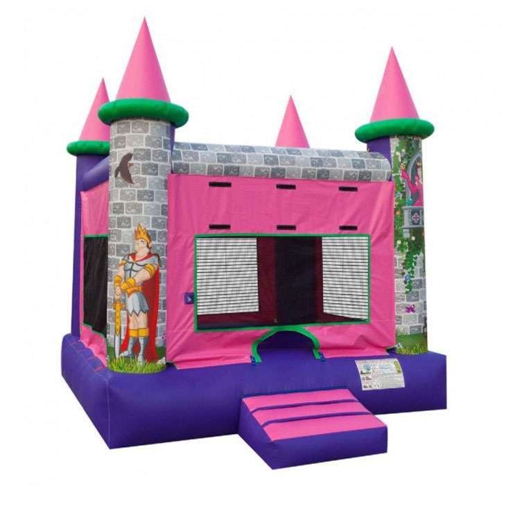 Pink color inflatable castle jumping bouncer