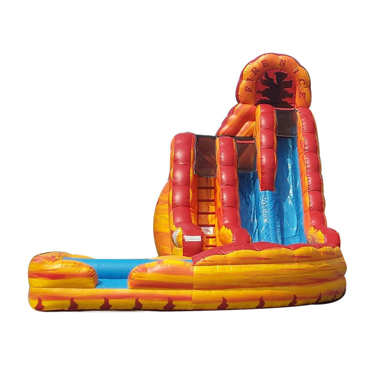 Two lane fire n ice inflatable water slide for sale