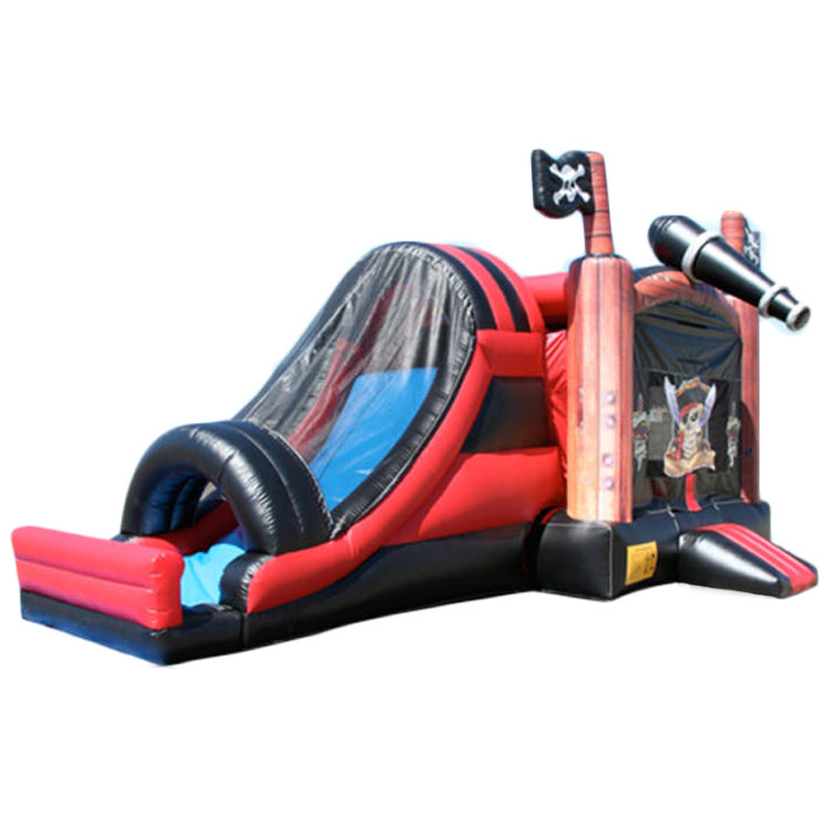Outdoor backyard pirate bouncer slide combo