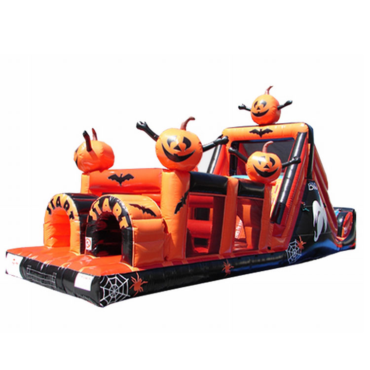 Inflatable Halloween pumpkin obstacle course