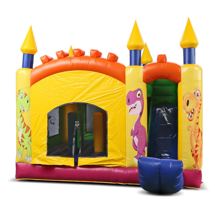 Inflatable dinosaur jumping bounce house with slide