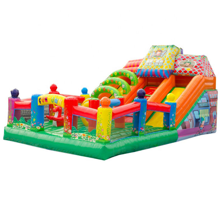 Commerical inflatable house slide with kids jumping bounce space