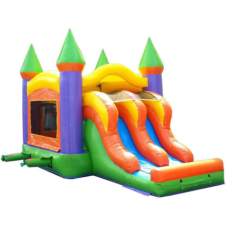 Inflatable castle with double line slide