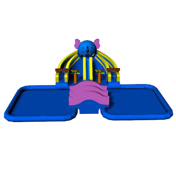 Outdoor inflatable elephant water slide with pool