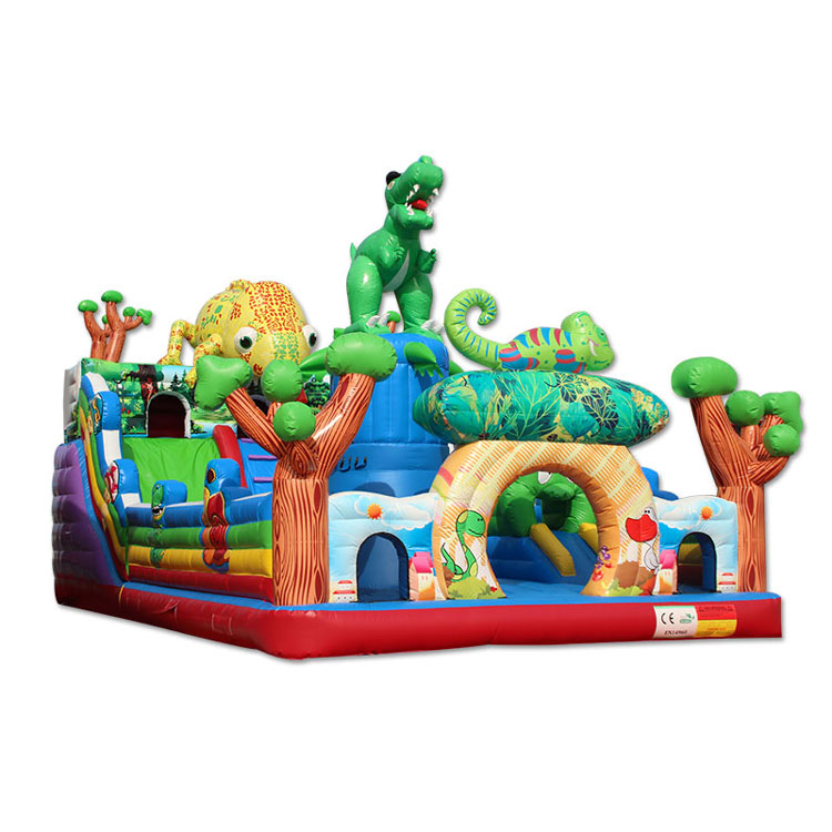 Inflatable dinosaur playground with bouncer slide