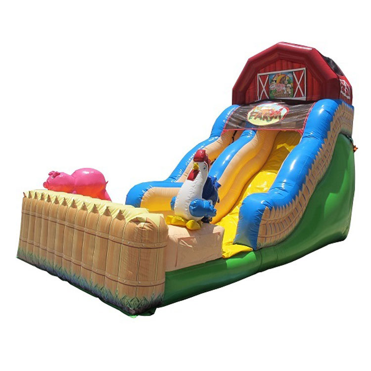 Farm chicken inflatable dry slide for kids