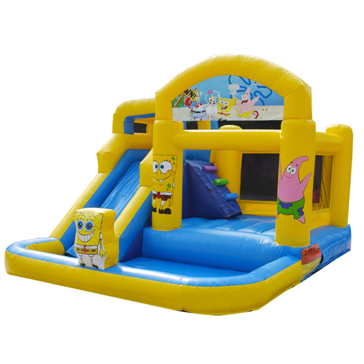 Commercial inflatable jumping castle with slide and pool