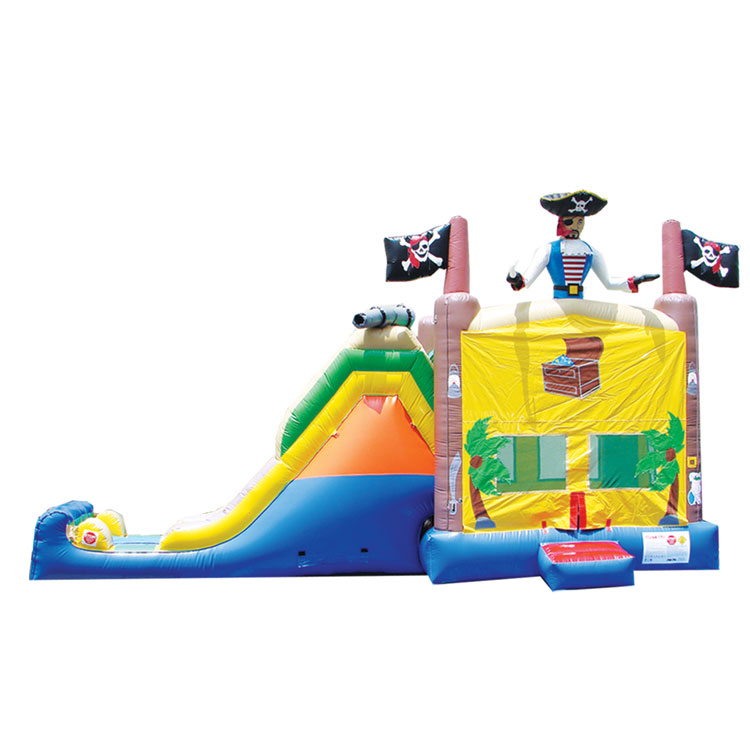 Inflatable pirate slide with jumping castle