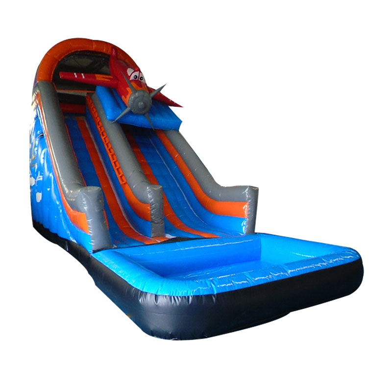 Kids love air plane inflatable water slide with pool