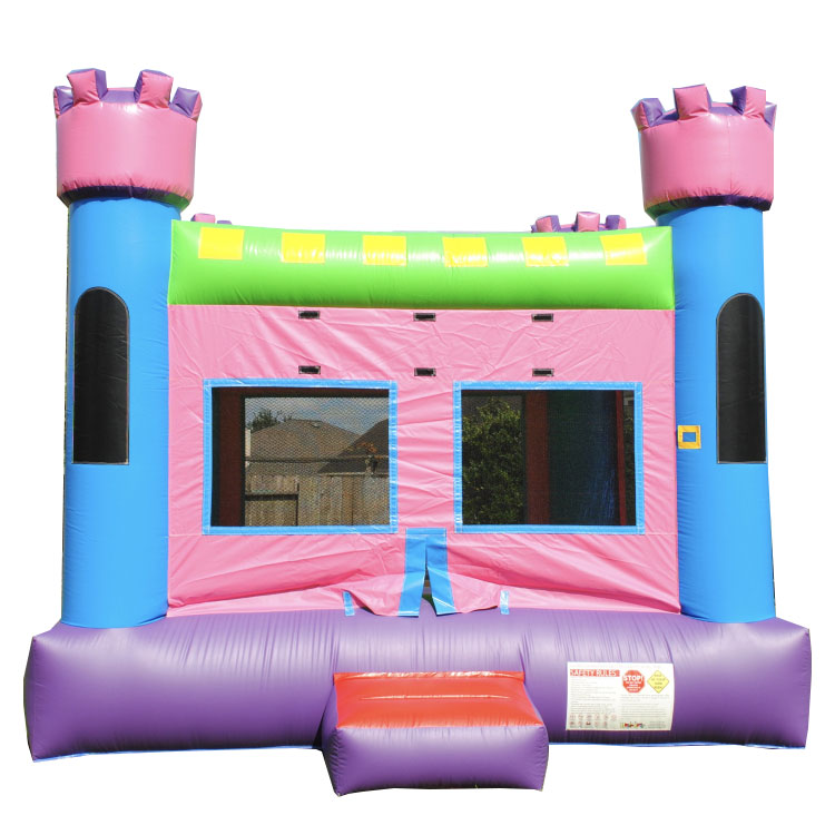 0.55mm pvc material pink inflatable castle