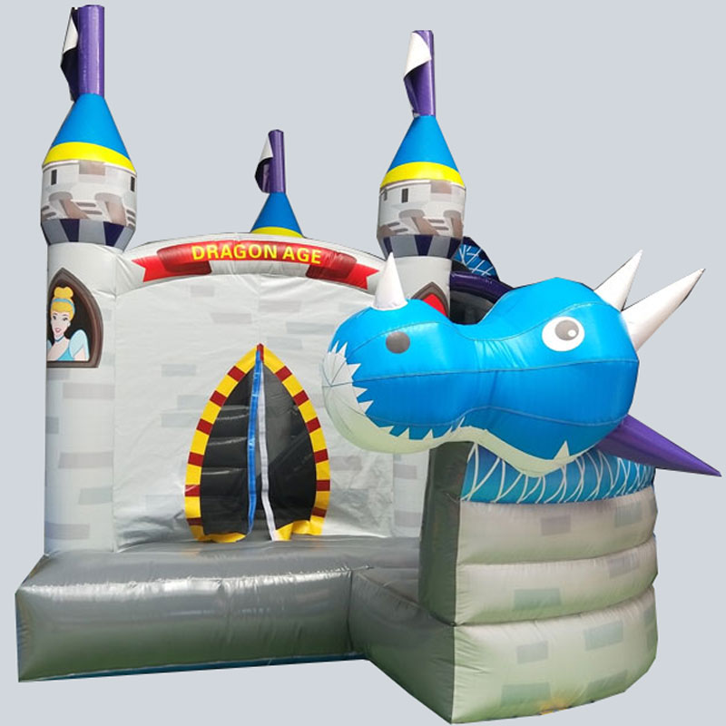 0.55mm pvc material inflatable dragon castle combo