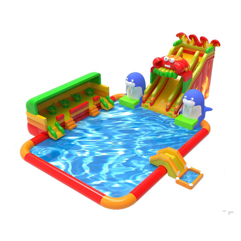 Commercial outdoor inflatable water slide with swimming pool