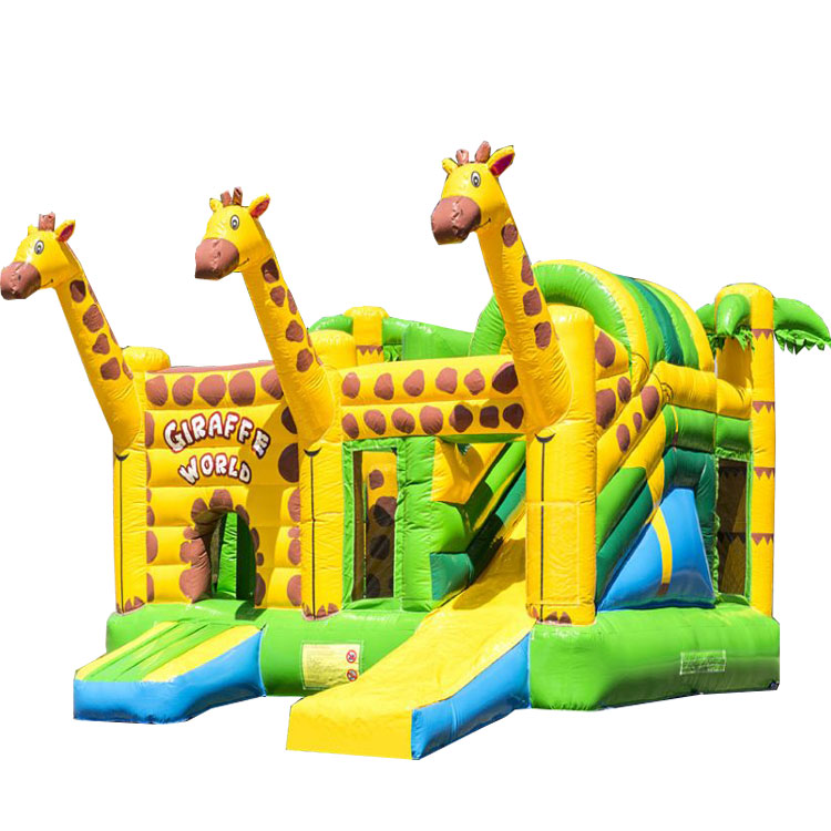 Inflatable animal giraffe inflatable castle slide combo